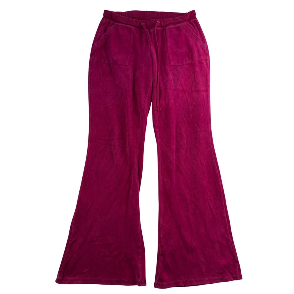 VTG Y2K Mossimo S Small Velour Pants Pink Flare Leg Low Rise Drawstring Hip Hop - Picture 2 of 14